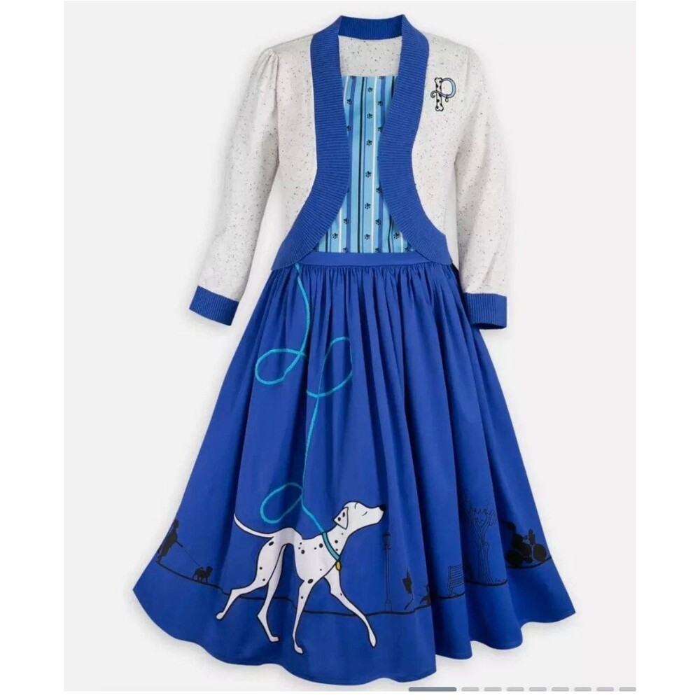 Disney Women's the Dress Shop 101 Dalmatians Blue Perdita Dress Size L